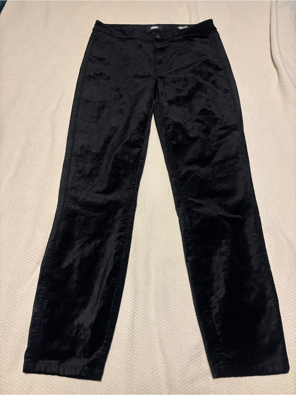 PAIGE Black velvet Straight-Leg Pants